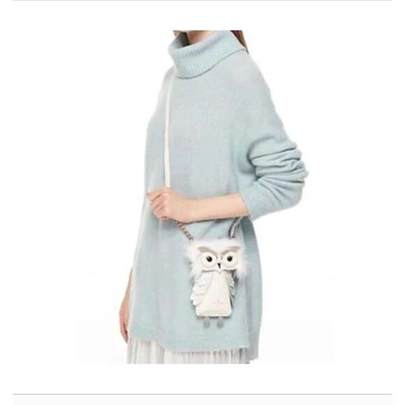 Kate Spade Owl Crossbody Bag – Faux Fur Cream Novelty Animal Purse - New